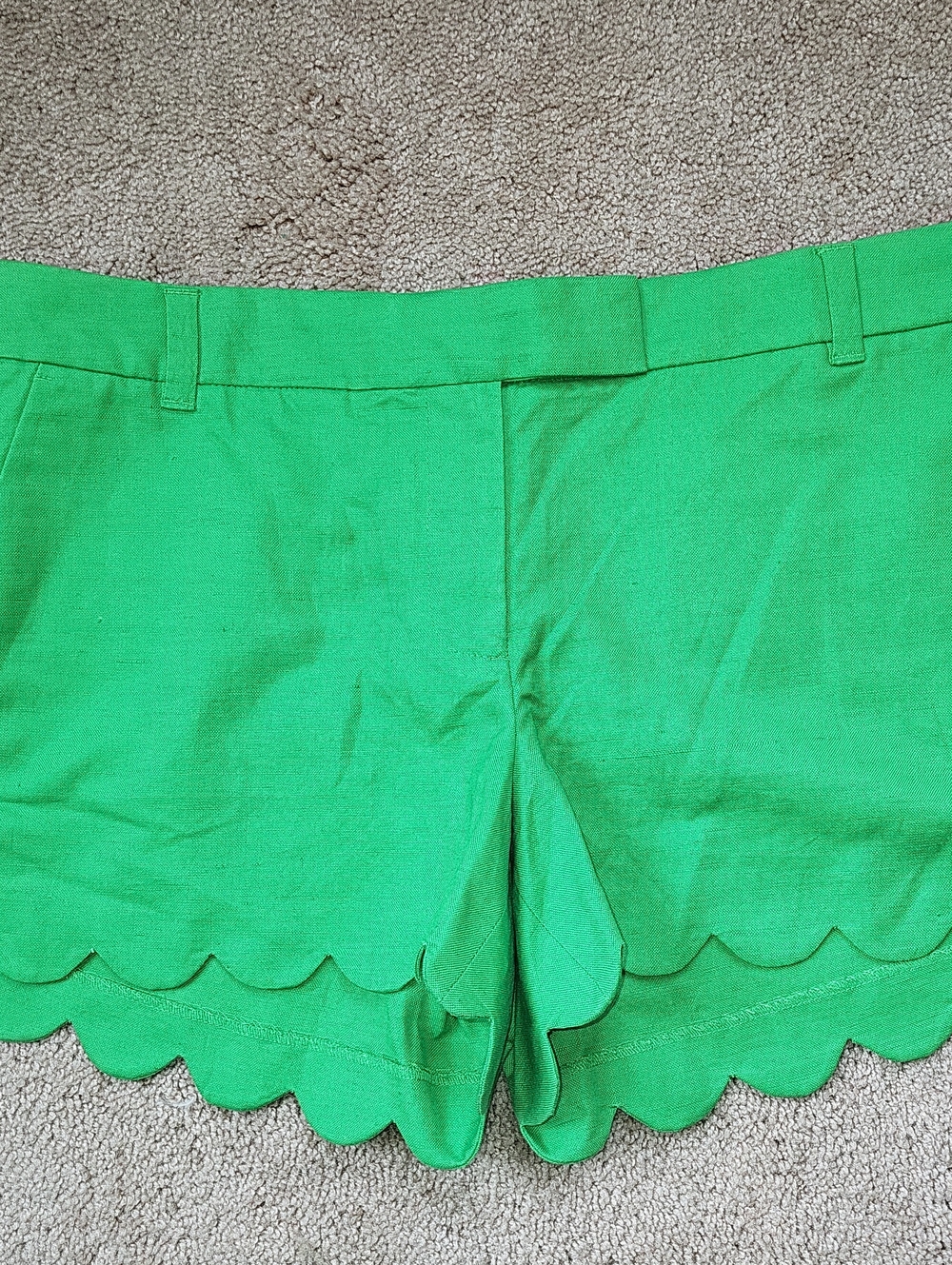 J. Crew Bright Green Scalloped Hem Shorts